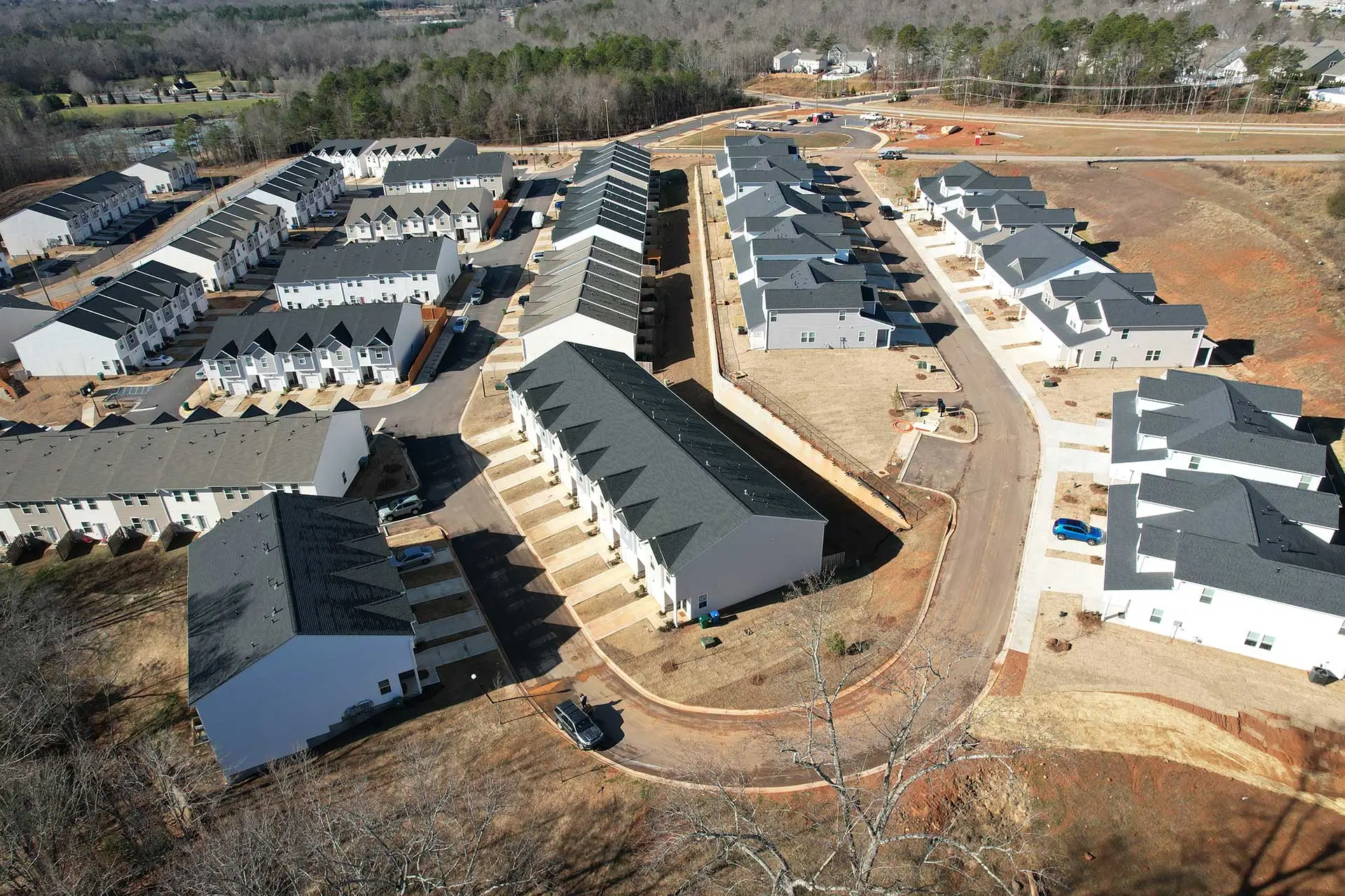 Aerial view of completed subdivision