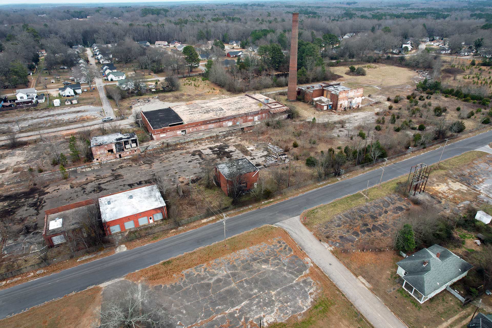 Ariel view of an old mill site